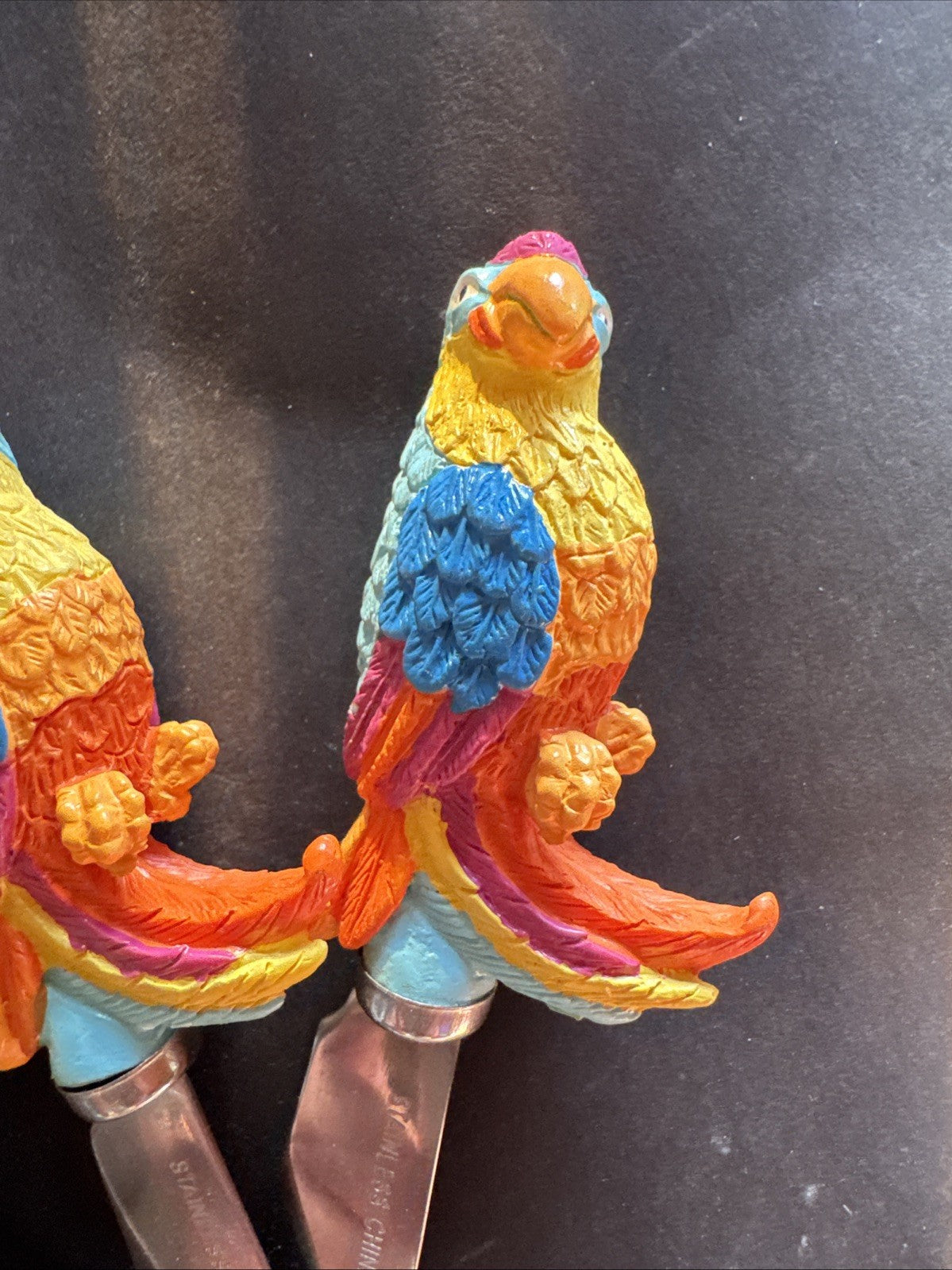 Set (3) Parrot Butter/Cheese Spreader Knives  Stainless Tropical Birds