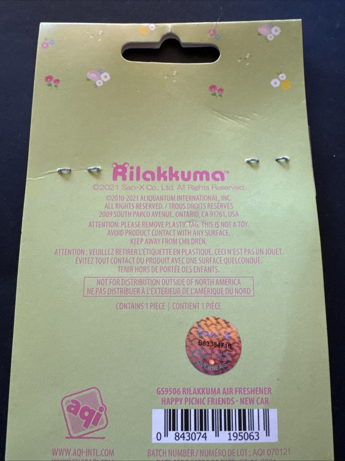 Rilakkuma Happy Holiday Picnic Air Freshener New Car Scent