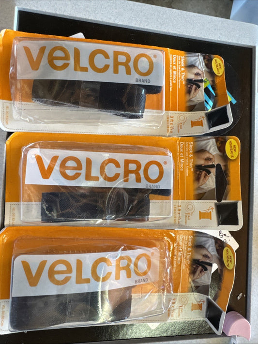 VELCRO BRAND ( black ) STICKY BACK FOR FABRICS 1 roll 3 FT X 3/4" (PACK OF 3)