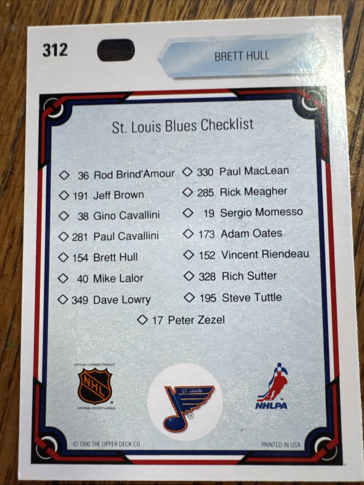 1990-91 Upper Deck - Team Checklist Brett Hull #312