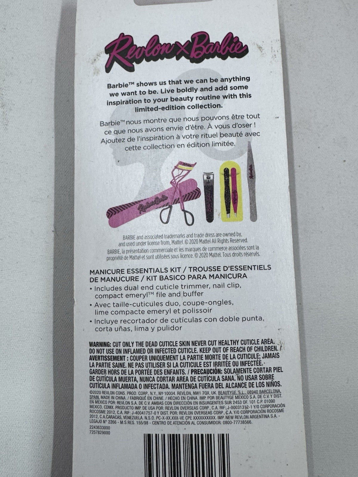 Revlon X Barbie Beauty Box, Brush tweezers nail files and manicure set