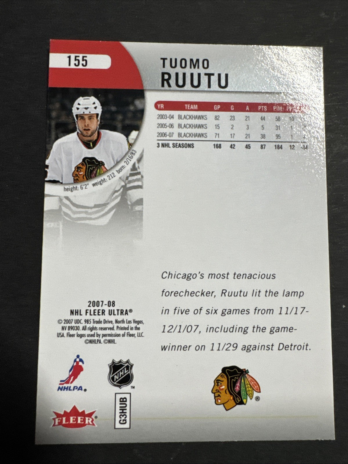 2007-08 Fleer Ultra - Tuomo Ruutu #155