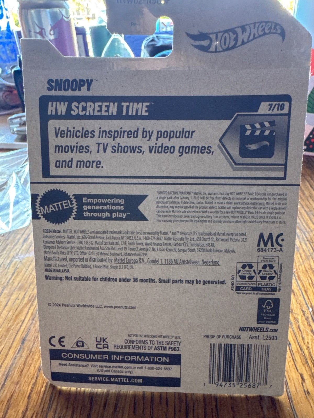 HOT WHEELS PEANUTS SNOOPY SCREEN TIME SERIES #4/10 NEW