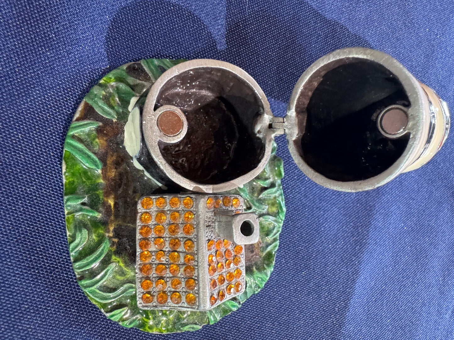 Lighthouse w/ Caretaker's Cottage Trinket Box 'OLD SALT' ENAMELED JEWEL PILL BOX