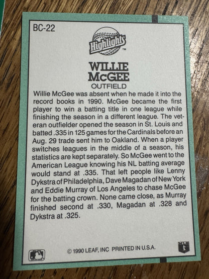 1991 Donruss - Bonus Cards Willie McGee #BC-22