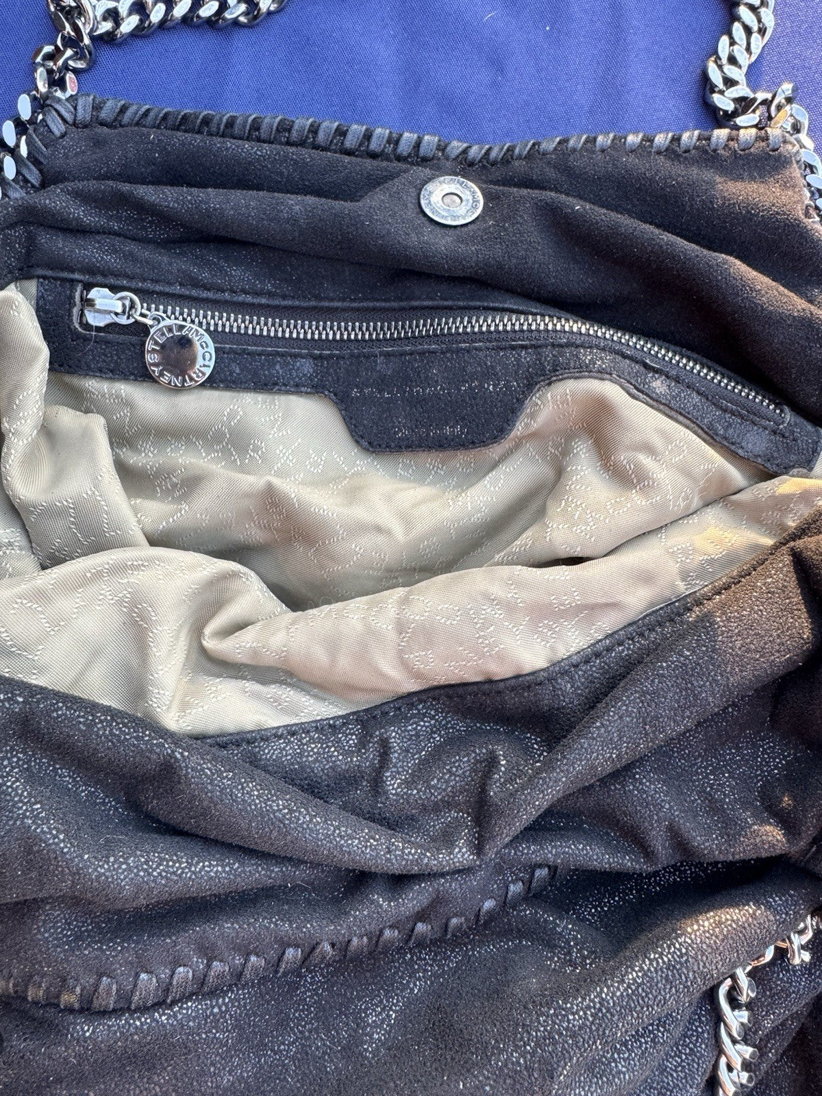 STELLA MCCARTNEY Black Metallic Shaggy  Falabella Deer Tote