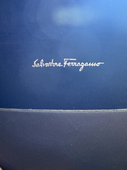Salvatore Ferragamo Black Crosshatch Magnetic Eyeglass Sunglass Case Clean cloth