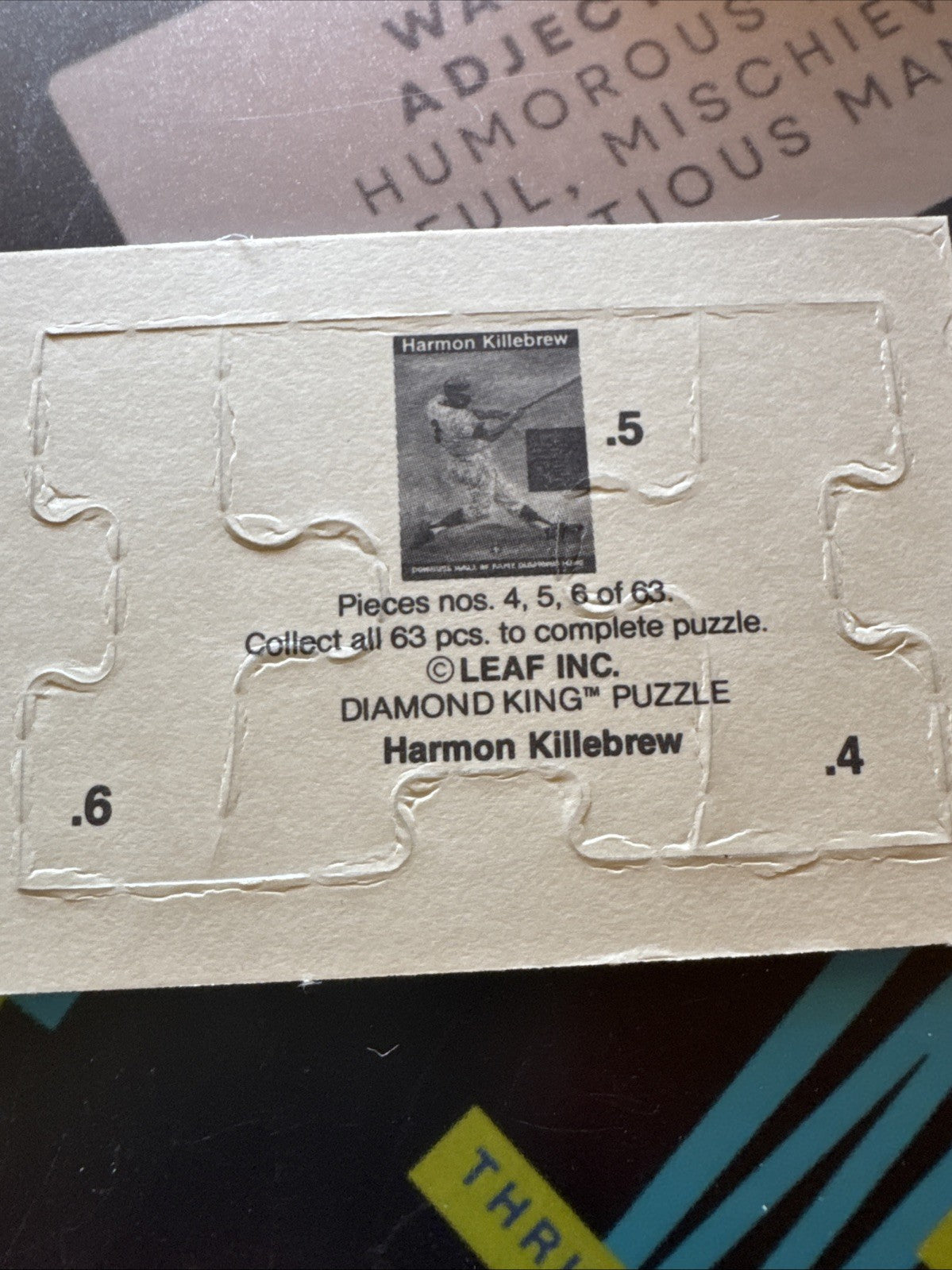 1991 Leaf - Harmon Killebrew Diamond King Puzzle Pieces Harmon Killebrew #4-6