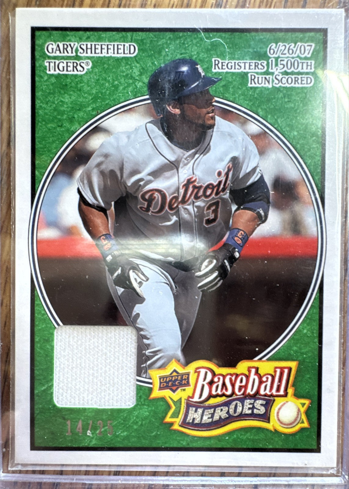 2008 Upper Deck Baseball Heroes -Gary Sheffield #63 Emerald Memorabilia 14/25...