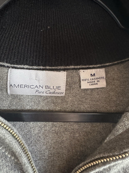 American Blue PURE cashmere gray heather, zip-neck sweater M