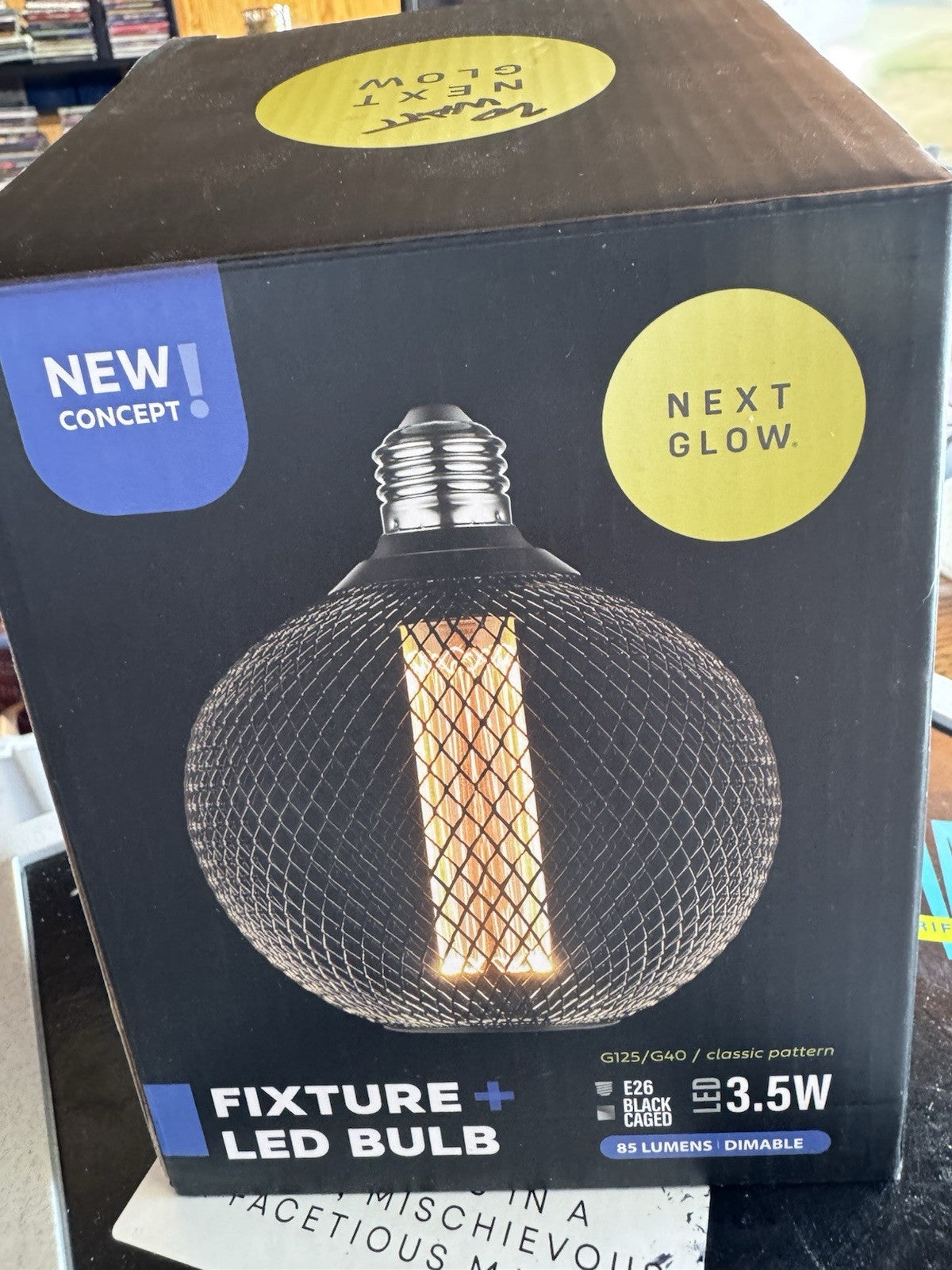 NEXT GLOW  Light Bulb Black Metal Cage Globe Led Light Bulbs G40 /G125 3.5W