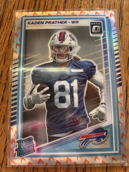 Kaden Prather 2025 Donruss Optic Fire Prizm Rated Rookie RC Emoji SSP