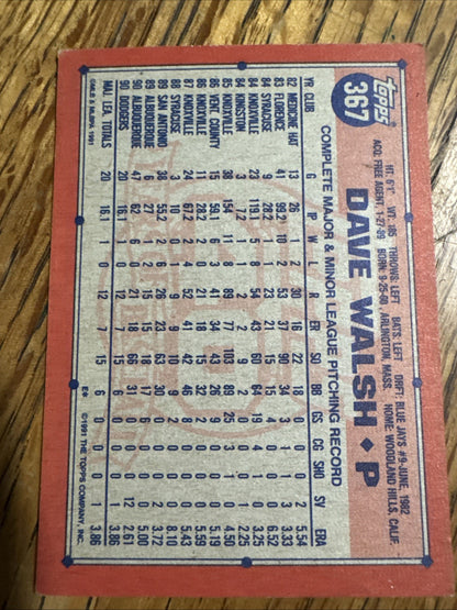 1991 Topps - Dave Walsh #367 (RC)