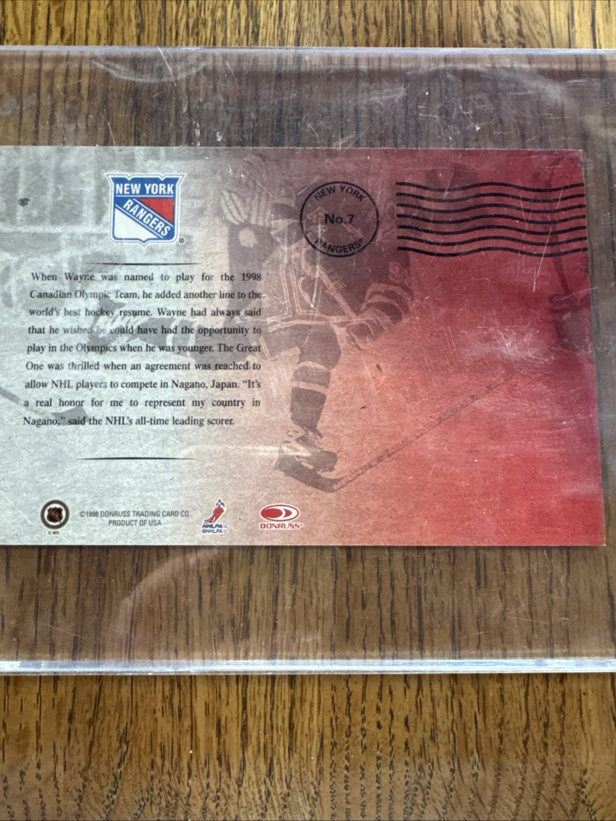 Wayne Gretzky 1997-98 Donruss Priority 4x6 Postcards #7 New York Rangers