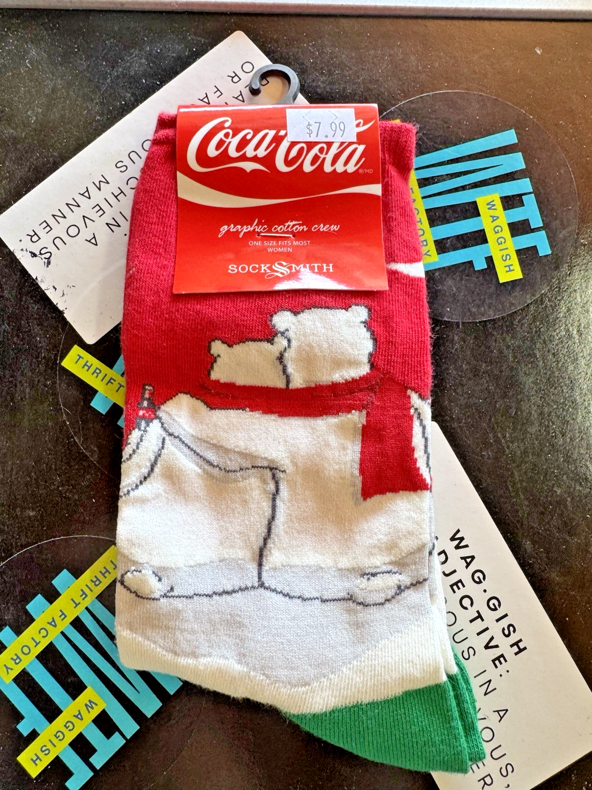 NWT Coca Cola holiday Polar Bear socks womens shoe 9-11