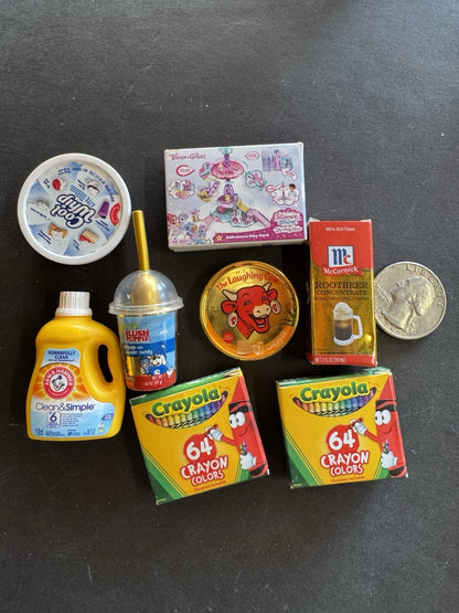 LOT OF 8  Doll House Scale Crayola Crayons Mini Brands ALL, LAUGHING COW
