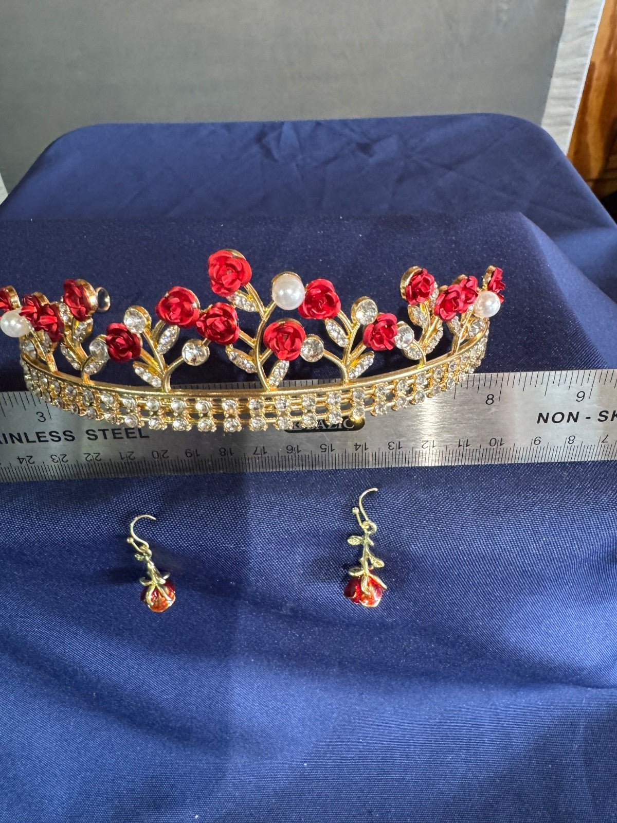 3PC Heart Headband Tiaras and Crowns for Women Red Crowns Bridal Headband