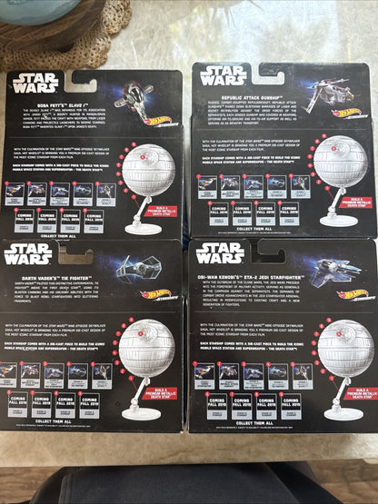 4- Star Wars Hot Wheels Commemorative Series #2-5 of 9 Starships