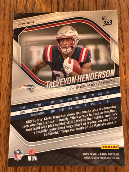 2025 Panini Prizm - Rookies TreVeyon Henderson #343 Neon Green Pulsar Prizm (RC)
