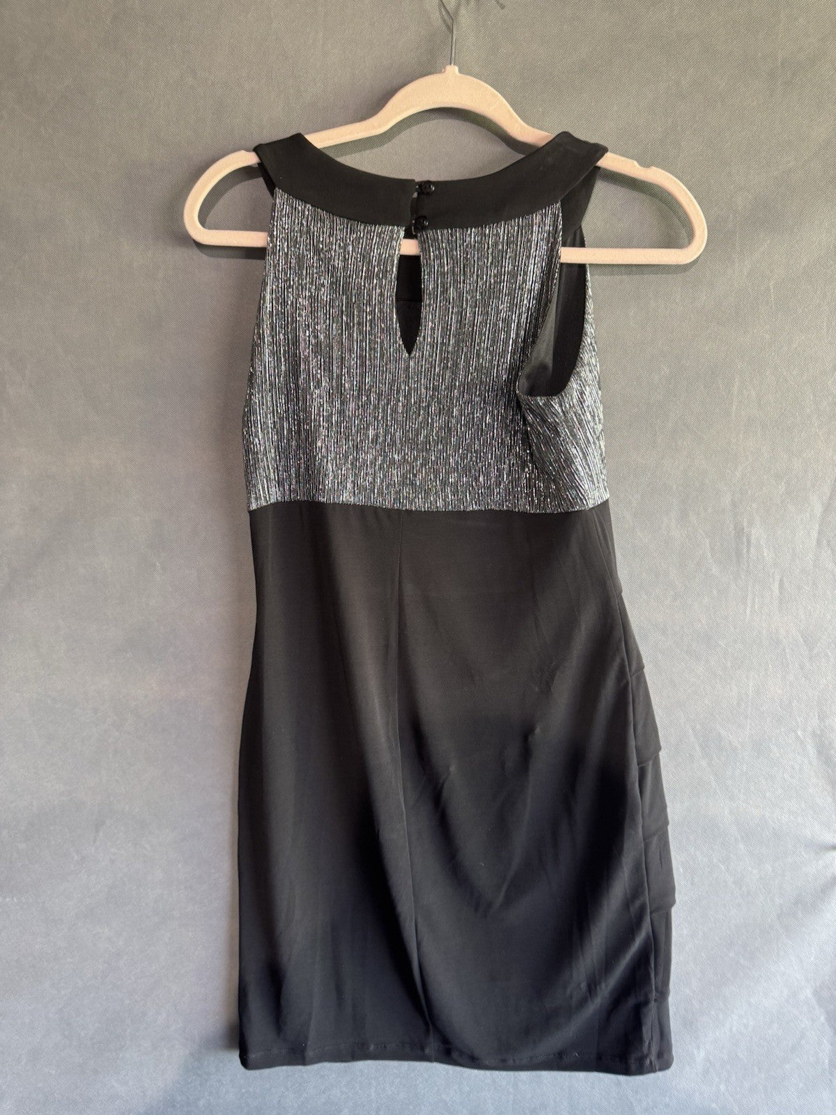 En Focus studio Black Silver Sleeveless High Neck Stretch Pencil Sheath Dress 8