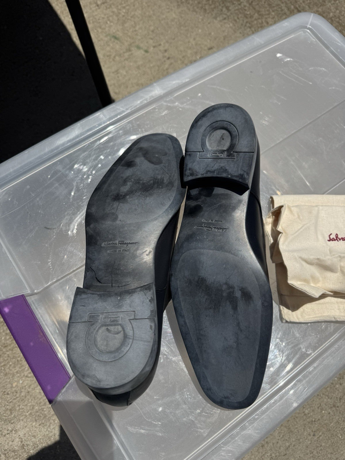 Salvatore Ferragamo Black Leather Double Monkstrap Loafer sz 8D