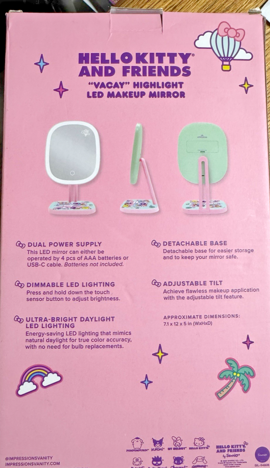 Impressions Vanity Hello Kitty and Friends Vacay Highlight LED Makeup Mirror ...