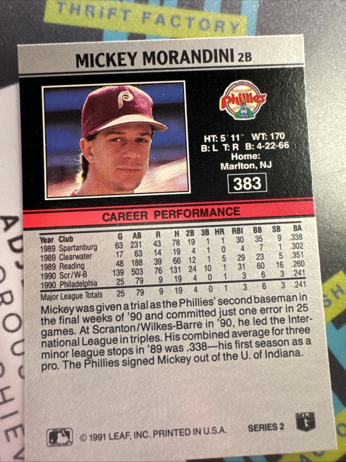 1991 Leaf - Mickey Morandini #383