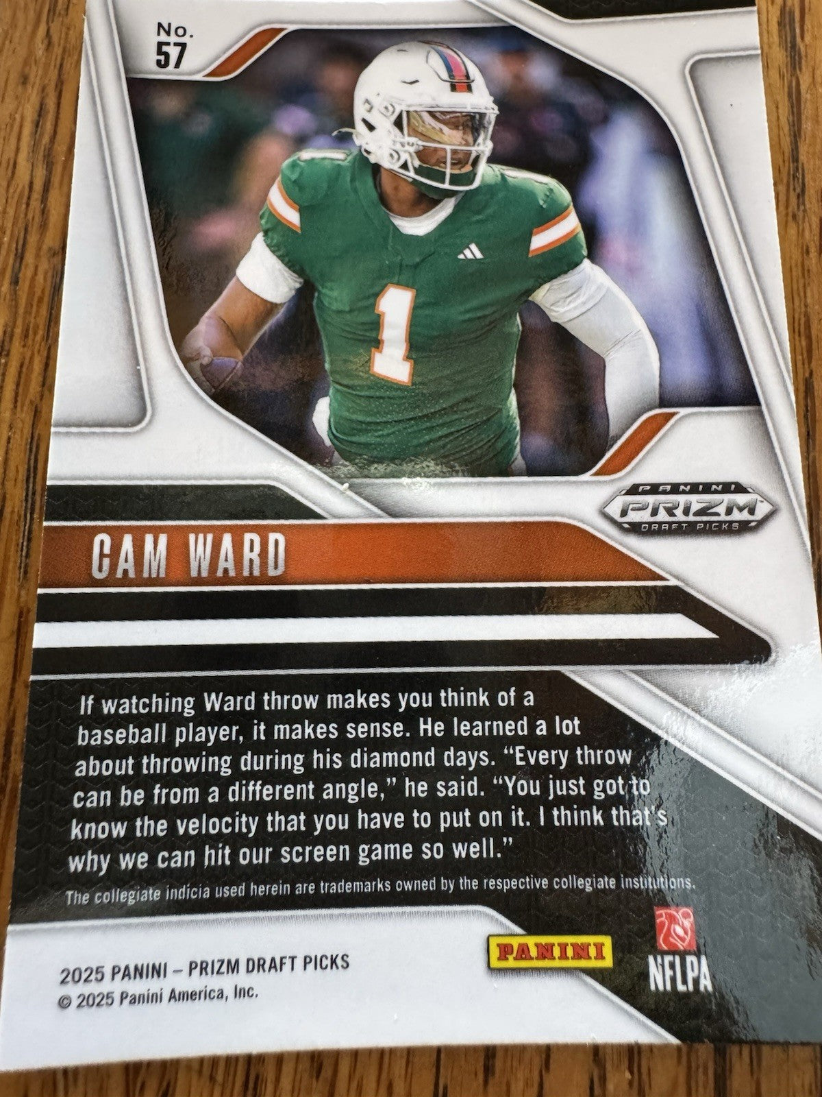 2025 Panini Prizm Draft Picks - Cam Ward #57 Silver Prizm (RC)