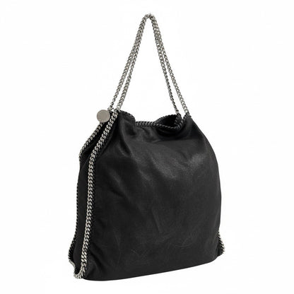 STELLA MCCARTNEY Black Metallic Shaggy  Falabella Deer Tote