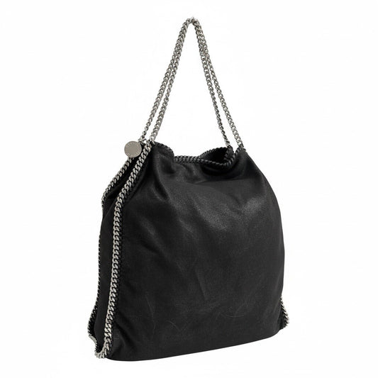 STELLA MCCARTNEY Black Metallic Shaggy  Falabella Deer Tote