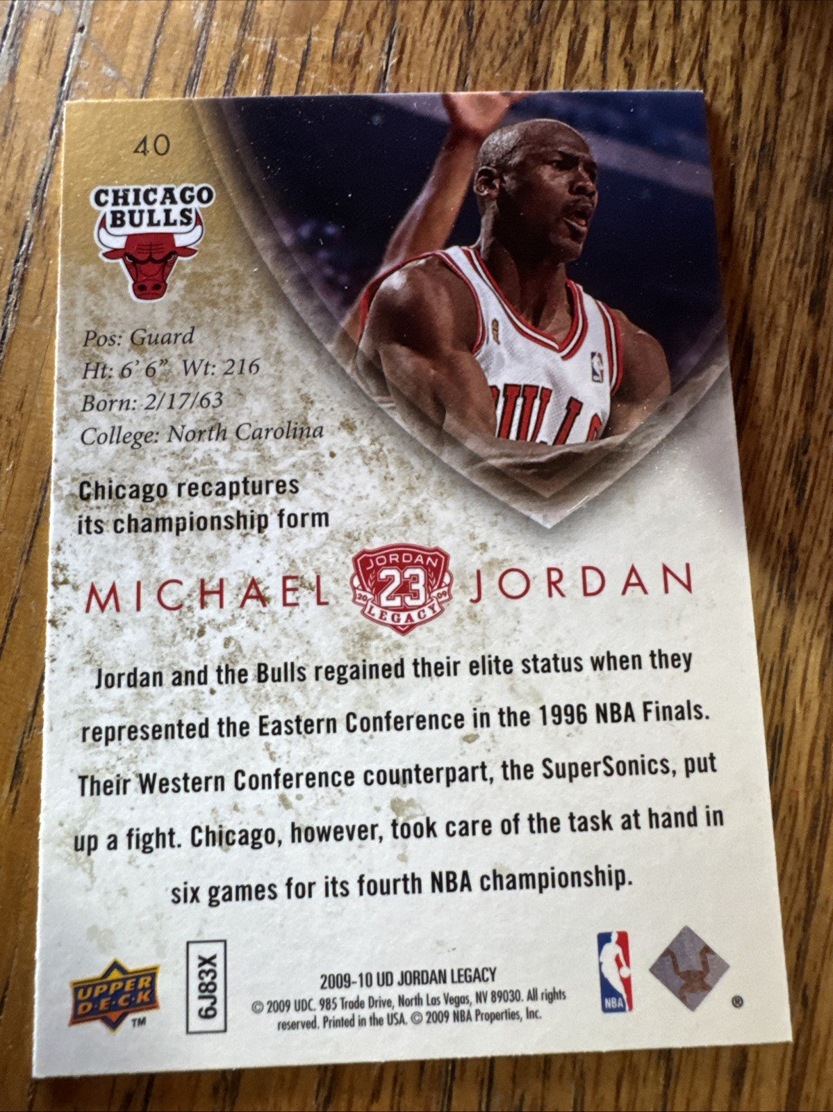2009-10 Upper Deck Michael Jordan Legacy Collection #40 HOF