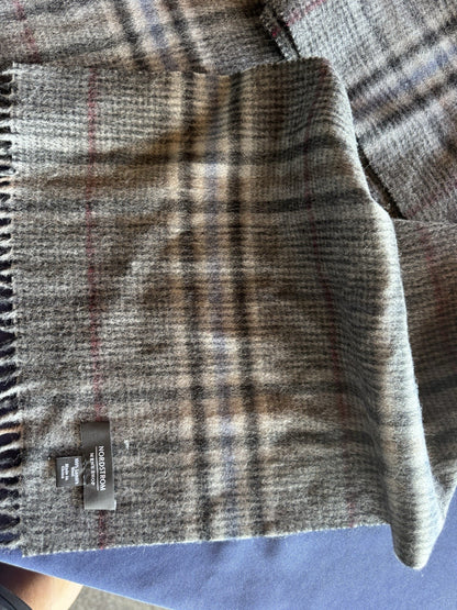 Nordstrom Men’s Shop Scarf Fringe 100% Lambs Wool Grey Size 73”ˣ12”