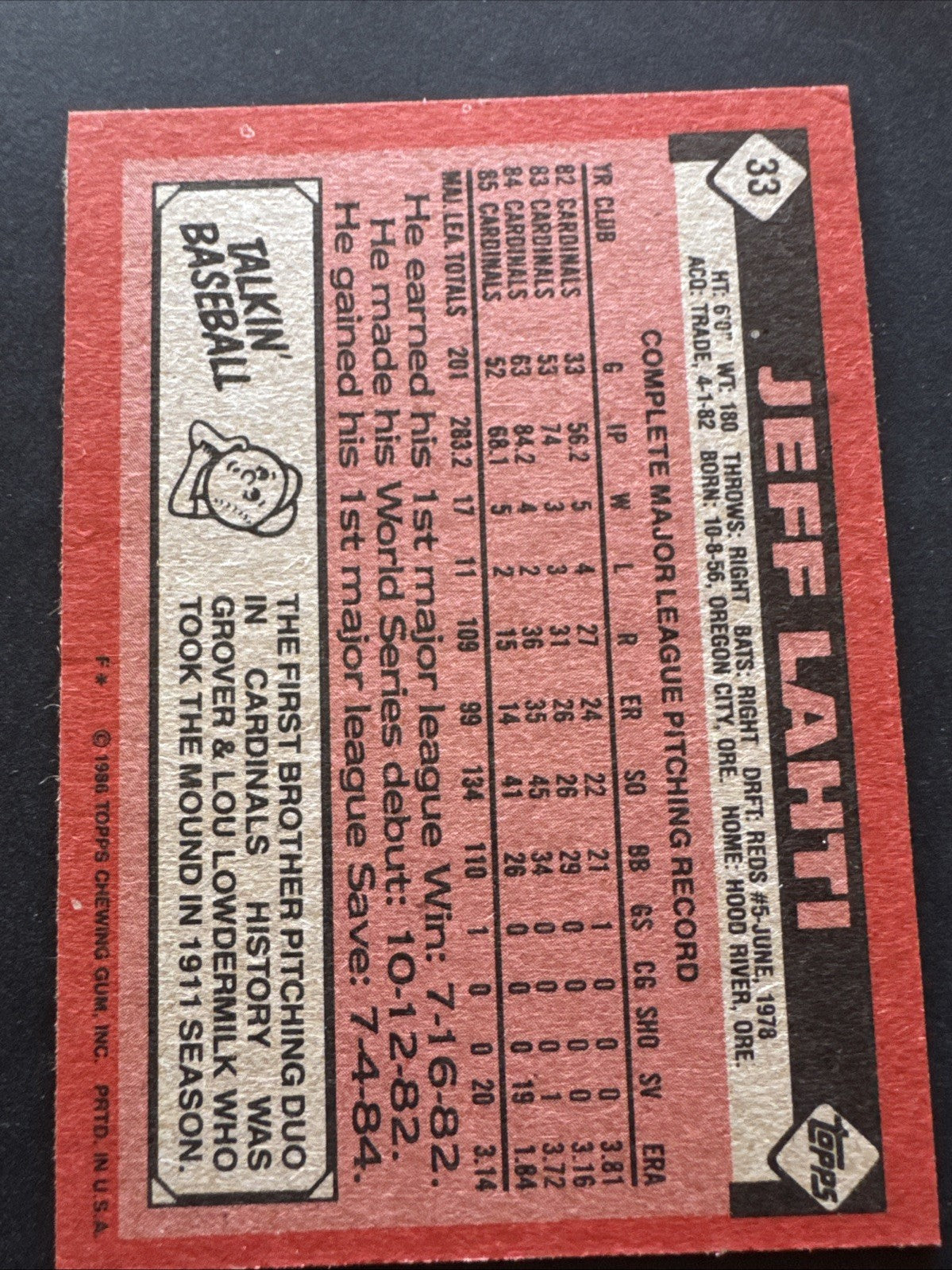1986 Topps - Jeff Lahti #33