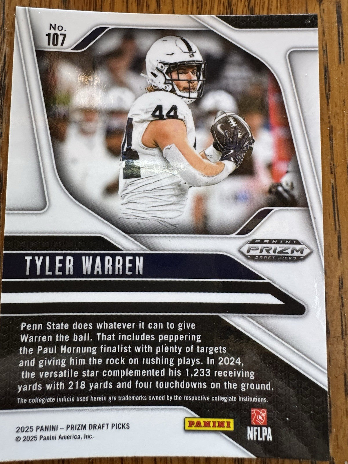 2025 Panini Prizm Draft Picks - Tyler Warren #107 Silver Prizm (RC)