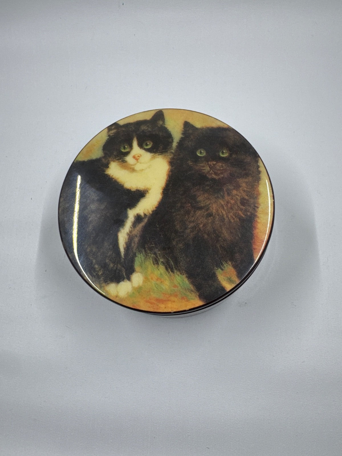 The San Francisco Music Box Co. Brown Lacquer Jewelry Box - Sleeping Kittens