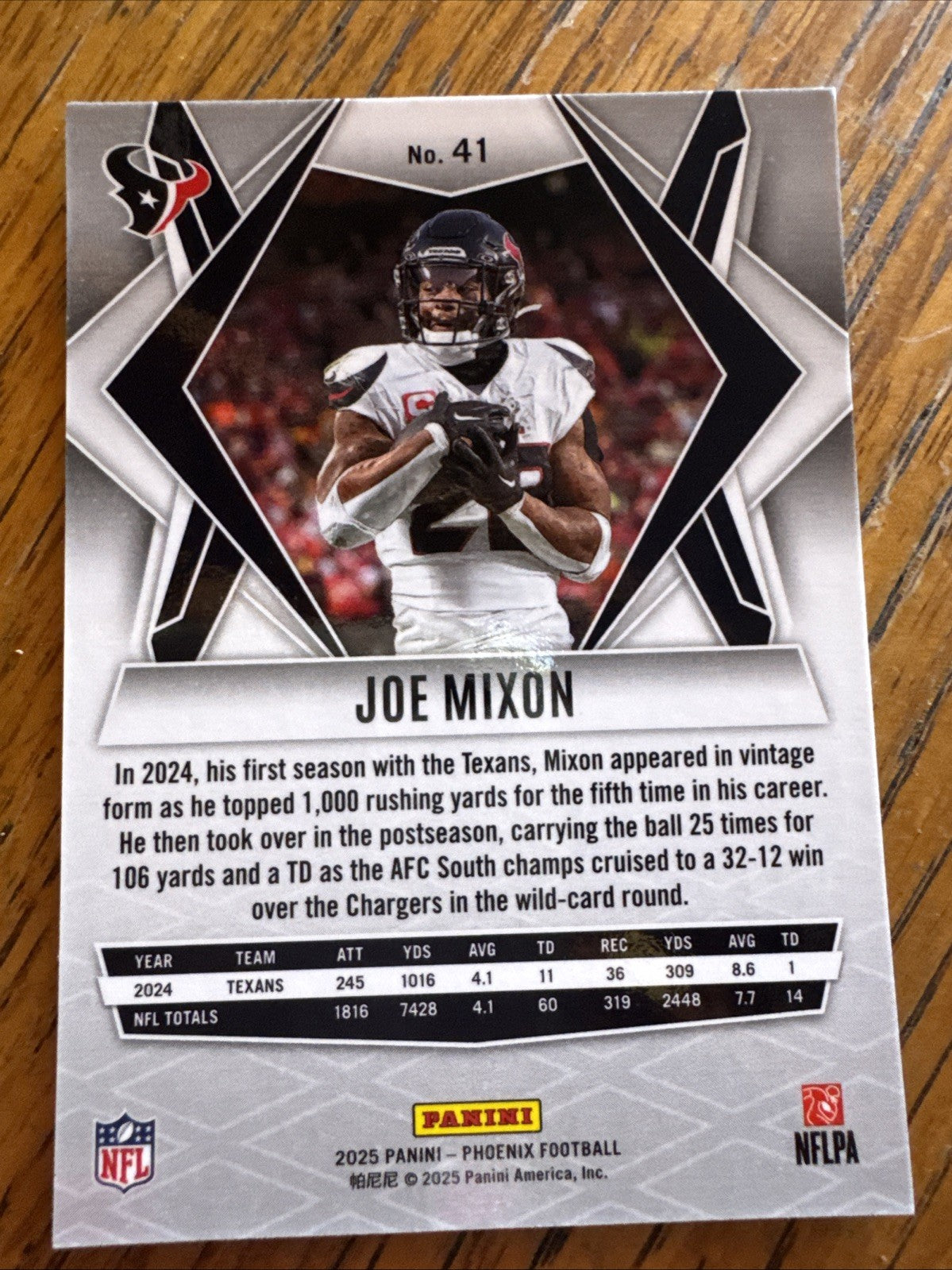 2025 Panini Phoenix Joe Mixon Silver Parallel Texans