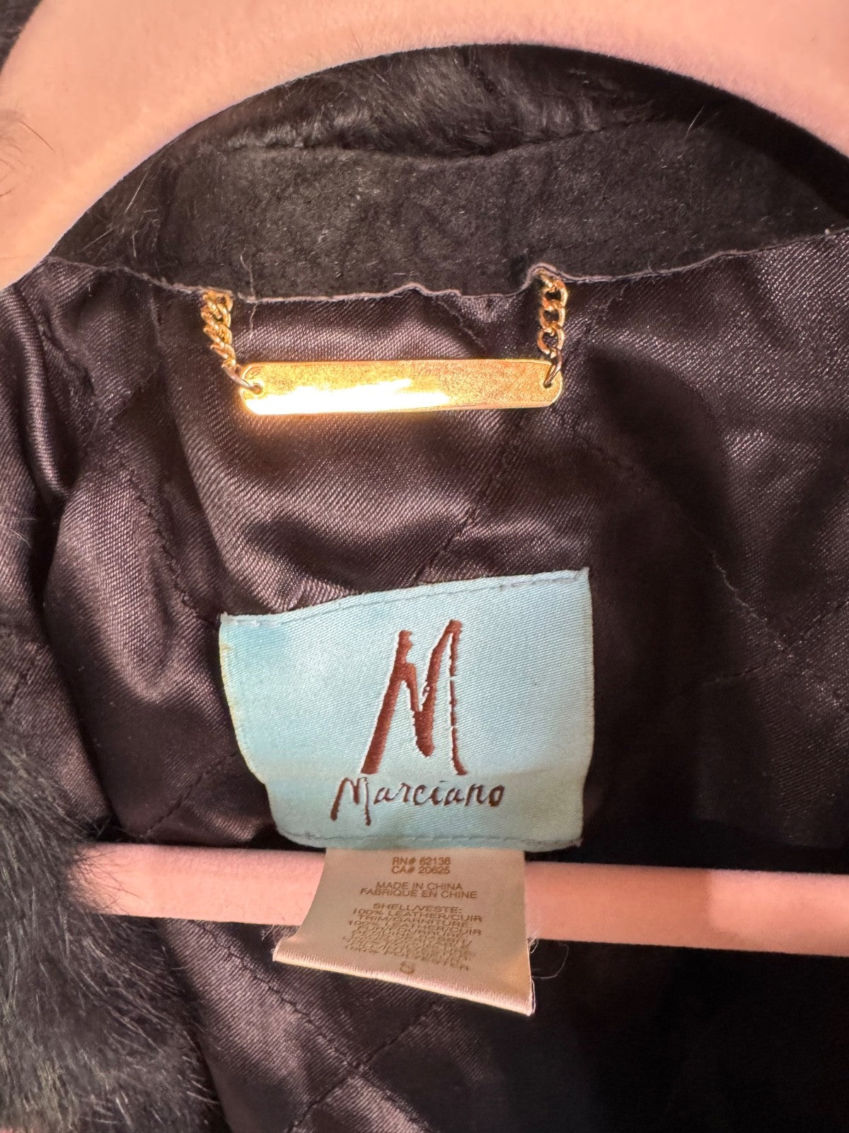 Marciano Suede Vest With Studs Black Rabbit Fur Trim Size Small