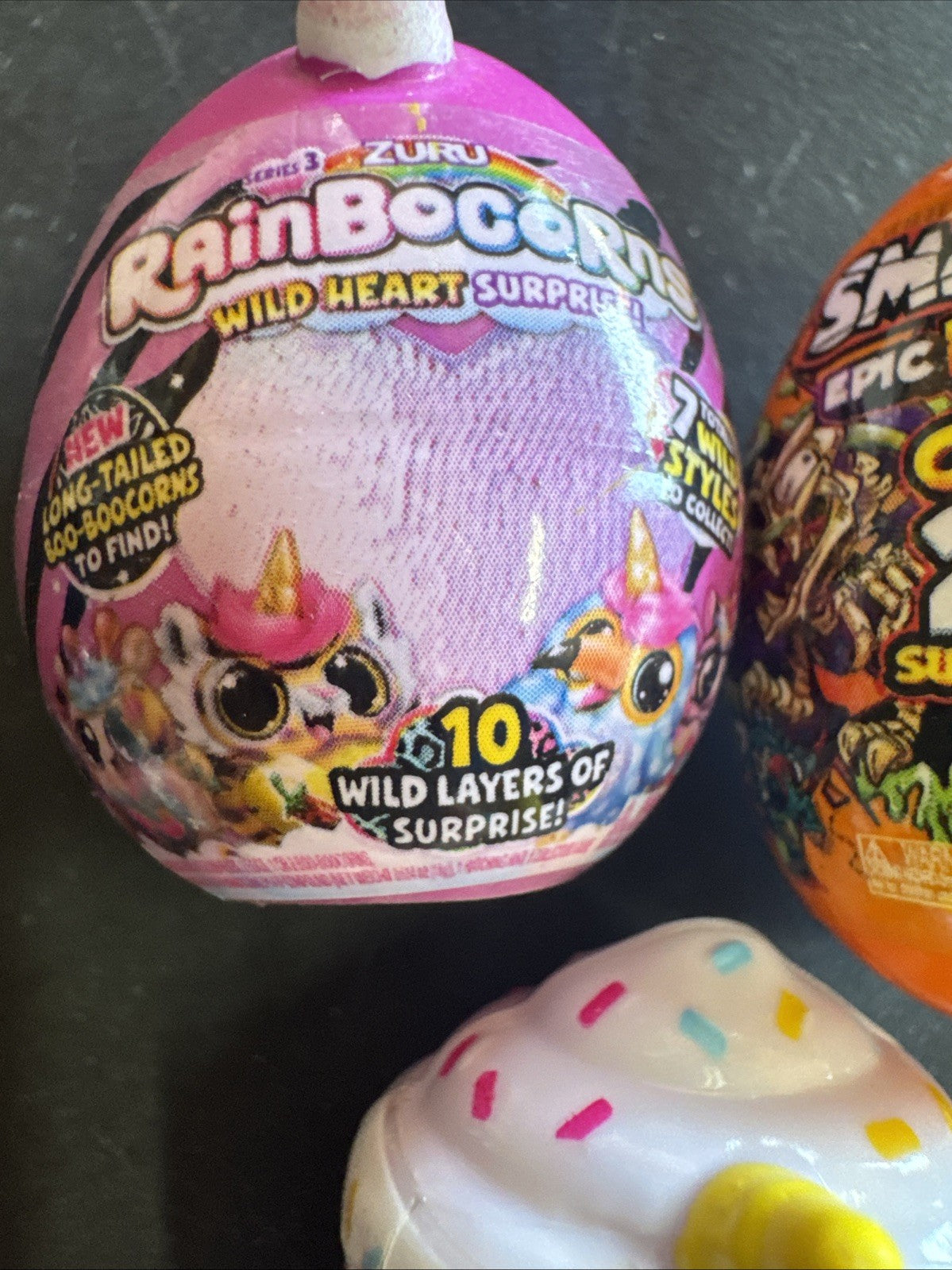 Lot Of 3 Zuru Mini Brands Rainbocorns and Smashers.ONE RARE