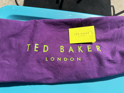 Ted Baker London Leather Briefcase Messenger Bag Laptop Satchel blue w/ black