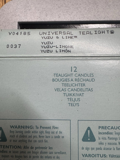 Partylite YUZU & LIME Box OF 11 Universal Tea Light Candles V04185