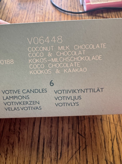PartyLite Coconut Milk Chocolate Votive Candles Box of 5. V06448 NEW Retired
