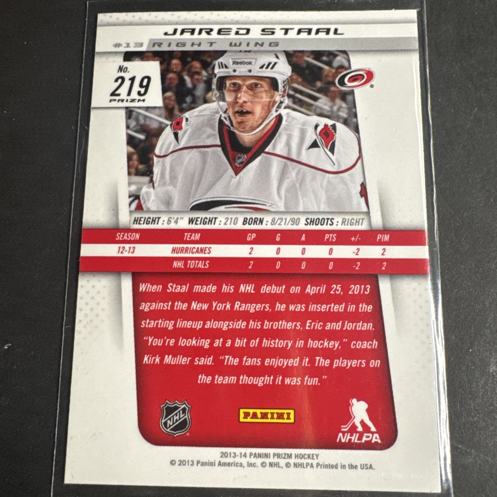 2013-14 Panini Prizm - Jared Staal #219 Blue Prizm (RC)