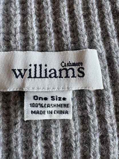 2 - Williams Ribbed Knit 100% Cashmere Scarf GRAY & CAMEL