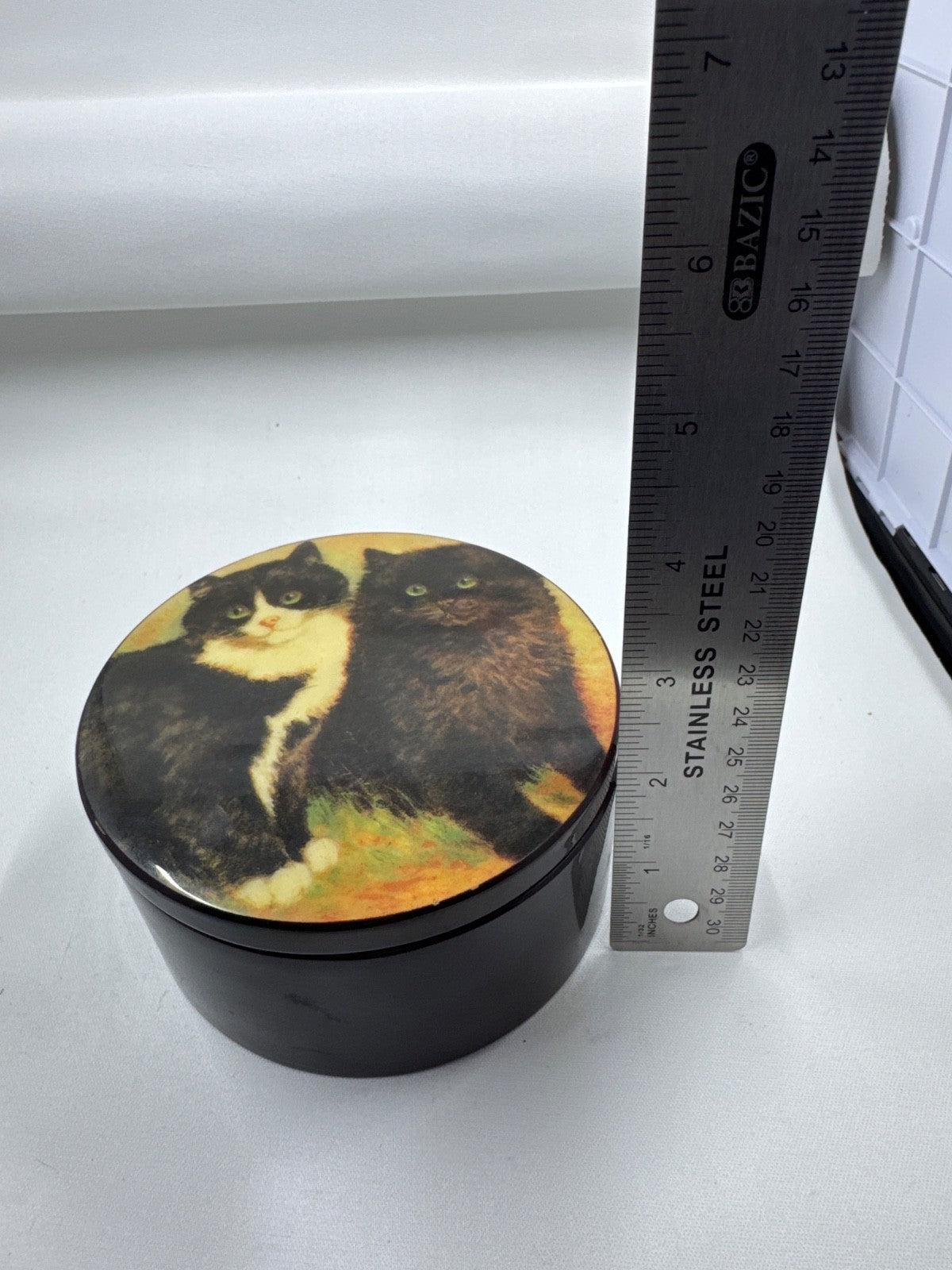 The San Francisco Music Box Co. Brown Lacquer Jewelry Box - Sleeping Kittens