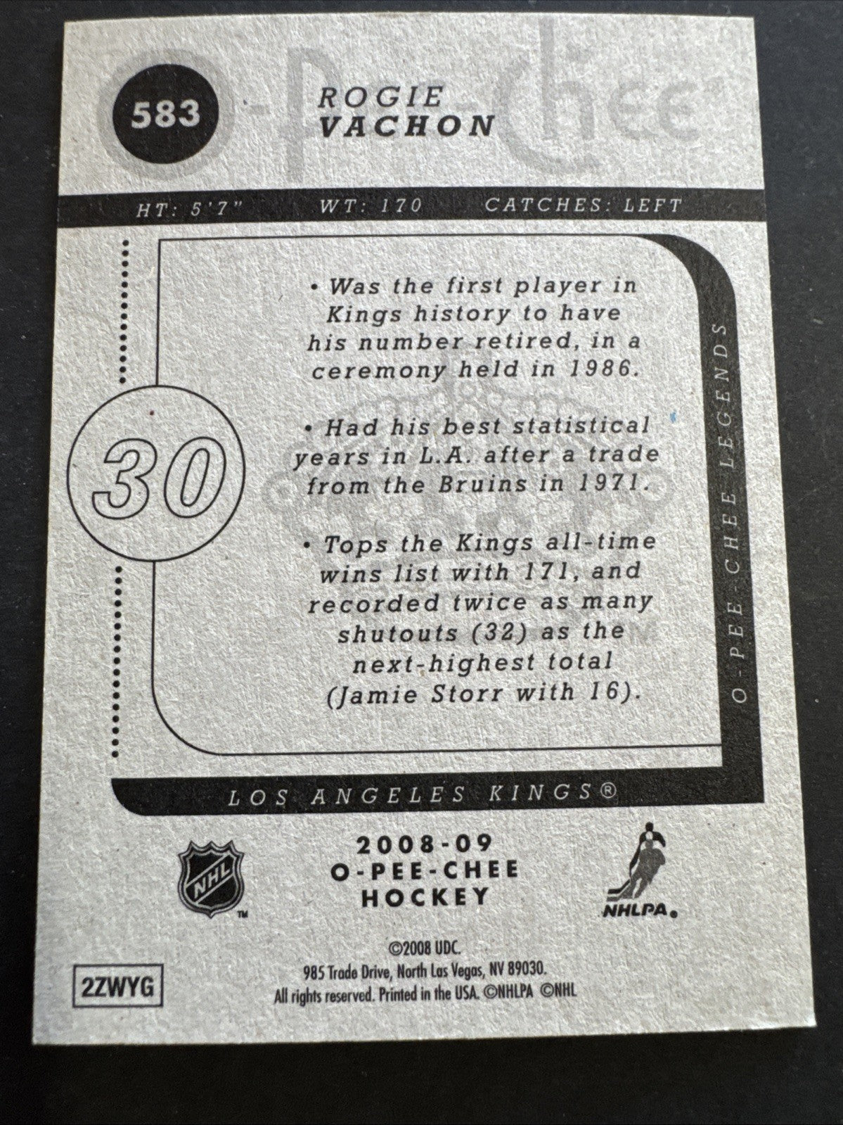 2008-09 O-Pee-Chee - Legends Rogie Vachon #583