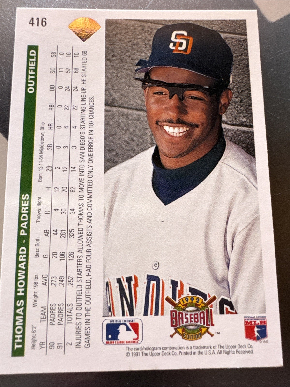1992 Upper Deck - Thomas Howard #416