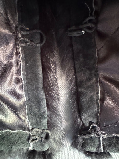 Marciano Suede Vest With Studs Black Rabbit Fur Trim Size Small