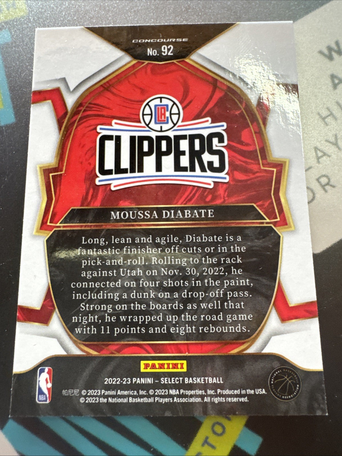 2022-23 Panini Select - Concourse Moussa Diabate #92 Blue Prizm (RC)