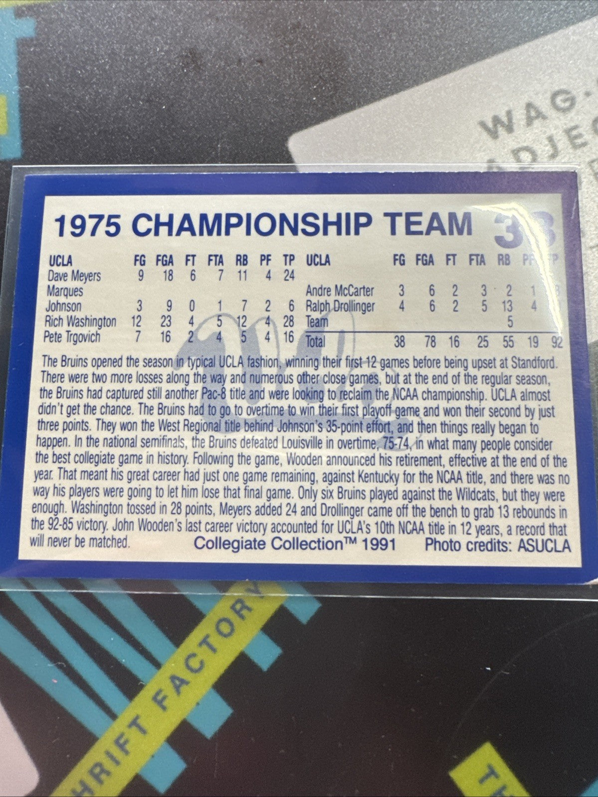 1990-91 Collegiate Collection UCLA Bruins 150 Card Alumni Set - UCLA Bruins #38