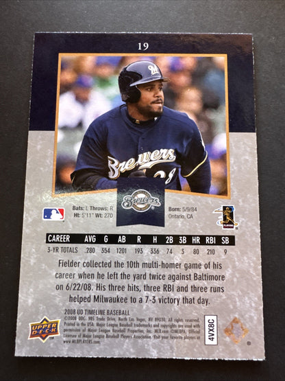 2008 Upper Deck Timeline - Prince Fielder #19